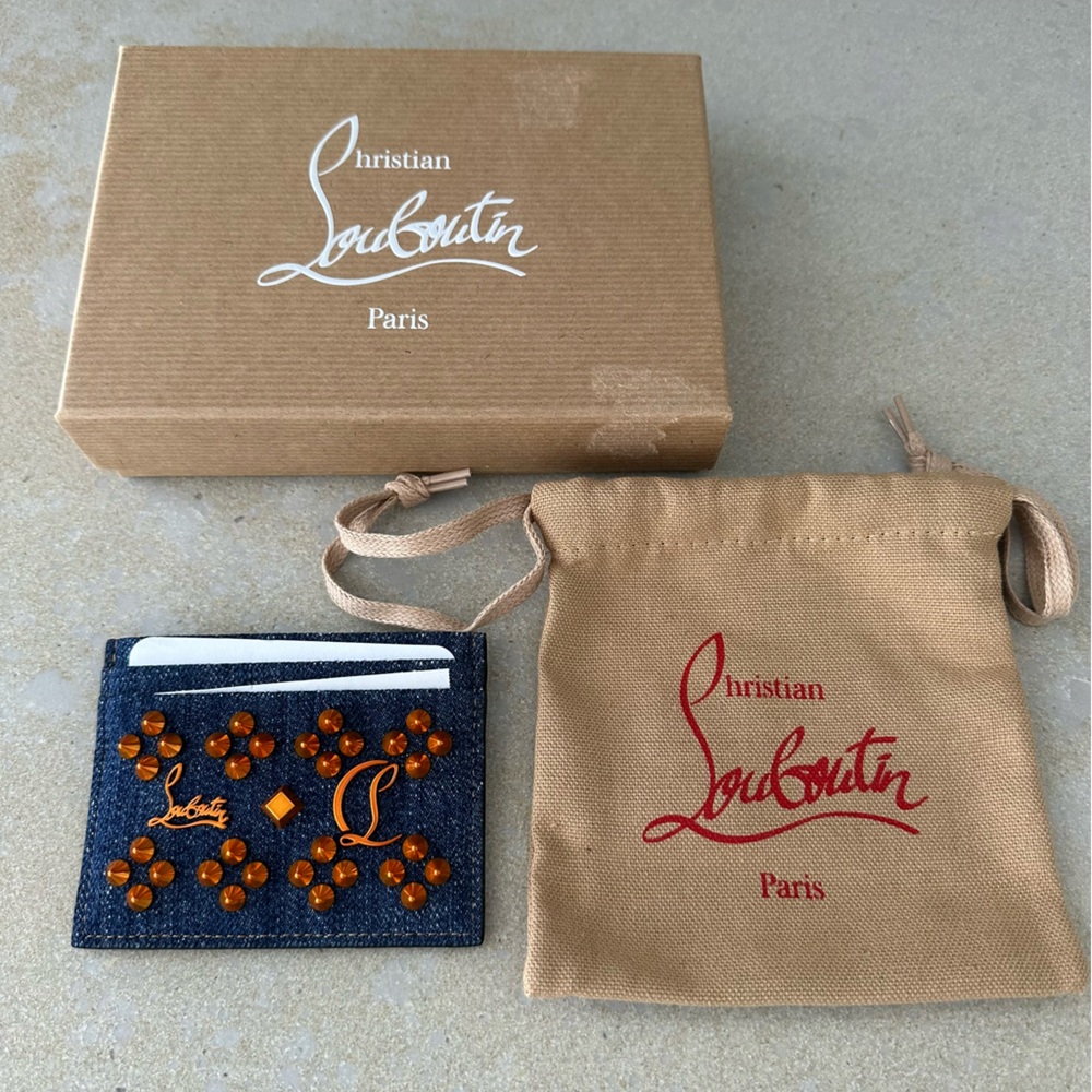 Christian Louboutin Kios Spike Denim Card Case